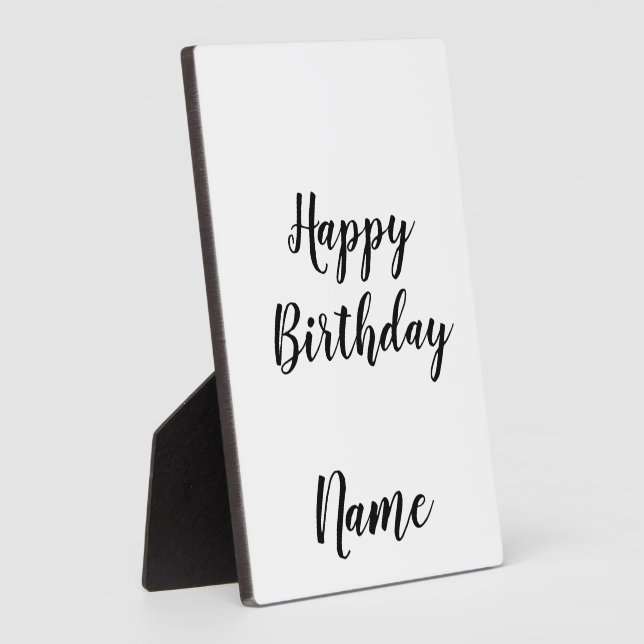 simple minimal happy birthday add your name  plaque (Side)