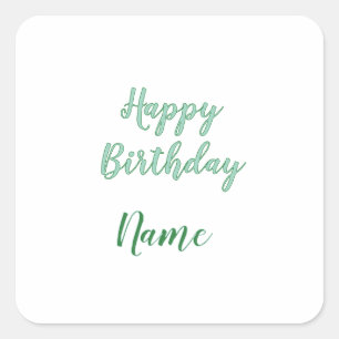 simple minimal happy birthday add your name  square sticker