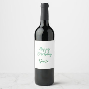 simple minimal happy birthday add your name  wine label