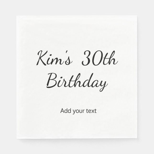 simple minimal happy birthday calligraphy texture  napkin (Front)