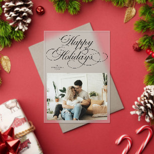 Simple Minimal Happy Holidays Photo Christmas Card Acrylic Invitations