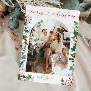 Simple Minimal Heart Arch Photo Christmas Card