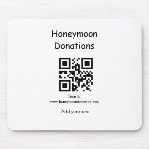 Simple minimal honeymoon donations wedding q r cod mouse pad