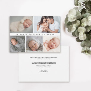 Simple minimal Introducing Baby Photos Invitation