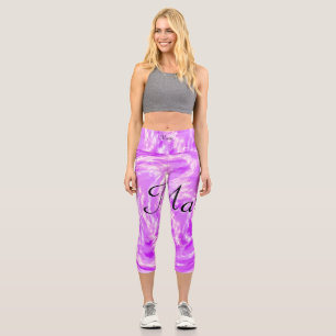 simple minimal light pastel pink add your name th capri leggings