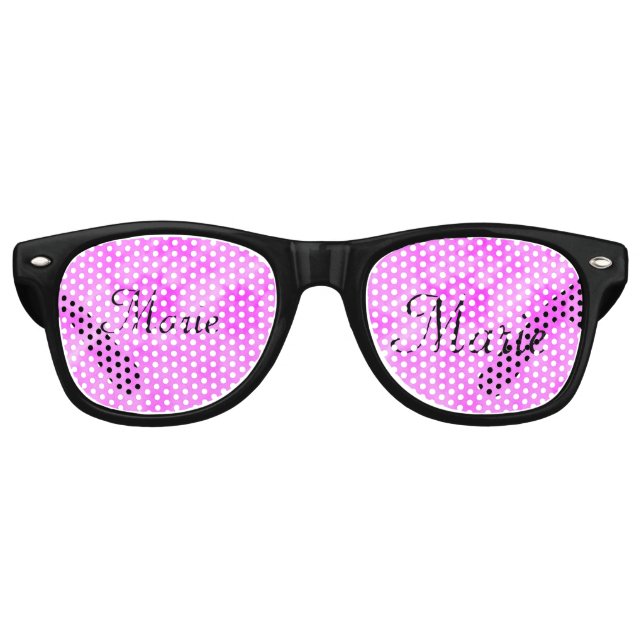 simple minimal light pastel pink add your name thr retro sunglasses (Front)