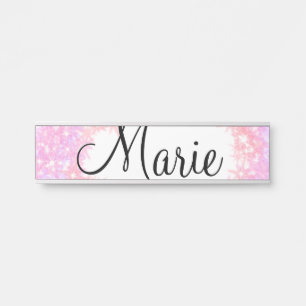 simple minimal light pink add your name girly text door sign