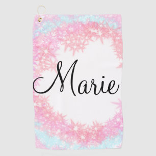 simple minimal light pink add your name girly text golf towel