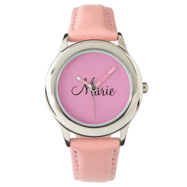 simple minimal light pink add your name girly  watch (Front)