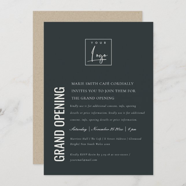 Simple Minimal Logo Business Grand Opening Invite (Front/Back)