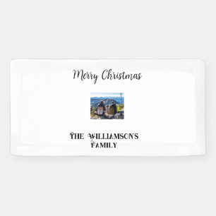 simple minimal merry Christmas add family name tex Banner