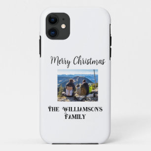 simple minimal merry Christmas add family name tex Case-Mate iPhone Case