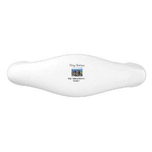 simple minimal merry Christmas add family name tex Ceramic Drawer Pull