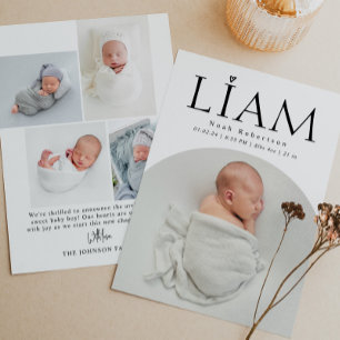 Simple Minimal Modern Arch Baby Photo Birth Announcement