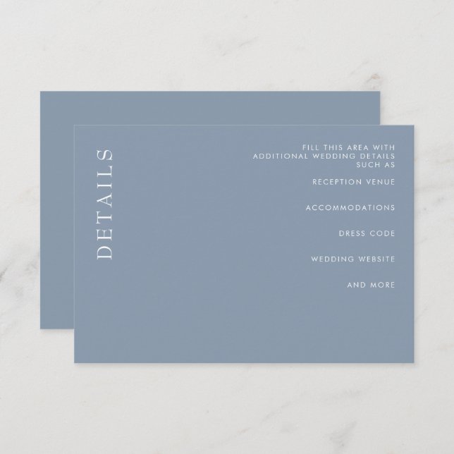  Simple Minimal Modern Dusty Blue Wedding  Enclosure Card (Front/Back)