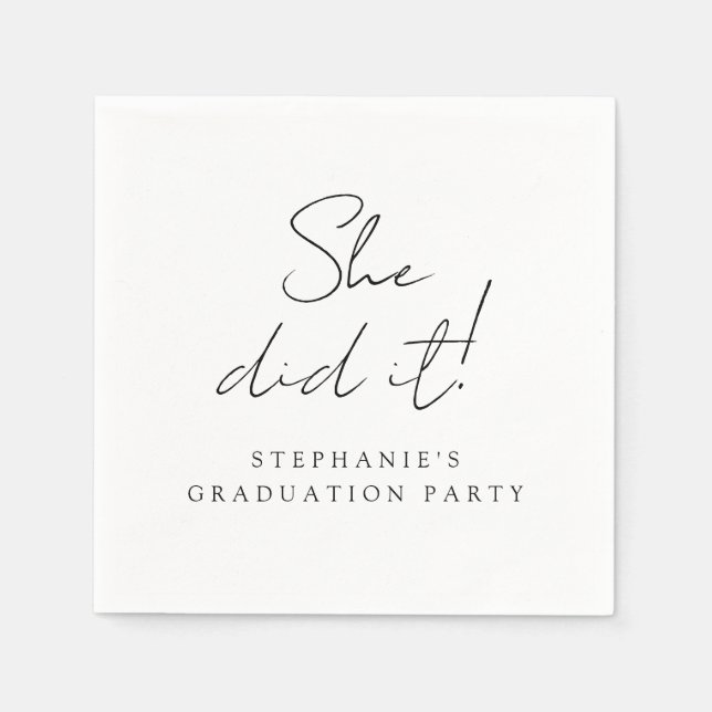 Simple Minimal Modern Graduation Party Napkin (Front)