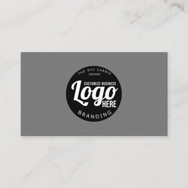 Simple Minimal Modern Grey Your Logo Here Business Card (Front)