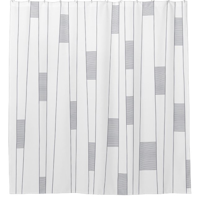 Simple, minimal, modern line graphic pattern shower curtain (Front)