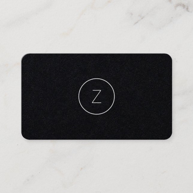 Simple Minimal Modern Monogram | Black Paper Business Card (Front)