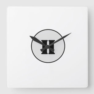 SIMPLE MINIMAL MODERN MONOGRAM ELEGANT STYLE CHIC SQUARE WALL CLOCK