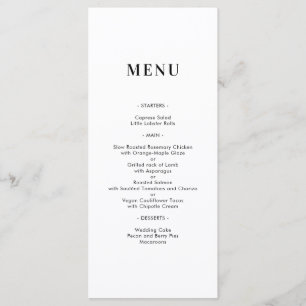 Simple Minimal Modern Monogram Wedding Menu Card
