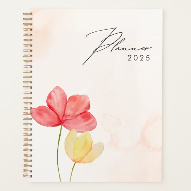 Simple minimal modern Peach floral Planner 2025 (Front)
