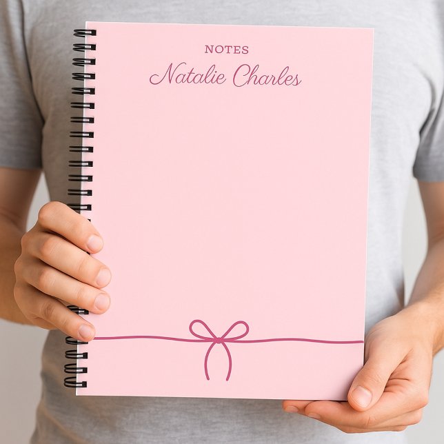 Simple Minimal Modern Pink Bow Trendy Notebook (Creator Uploaded)