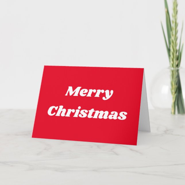 Simple Minimal Modern Red Merry Christmas Holiday Card (Front)