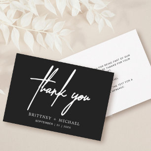 Simple Minimal Modern Script Black Thank You Card