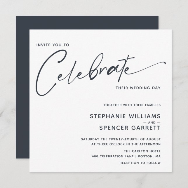 Simple Minimal Modern Script Wedding Invitation (Front/Back)