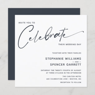 Simple Minimal Modern Script Wedding Invitation