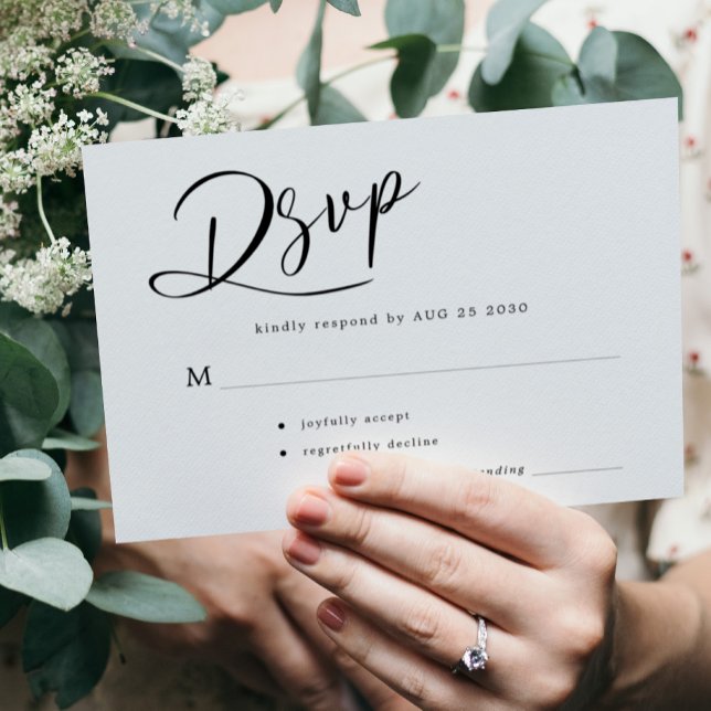 Simple minimal modern script wedding  RSVP card (Creator Uploaded)