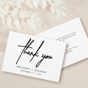 Simple Minimal Modern Script Wedding Thank You Card