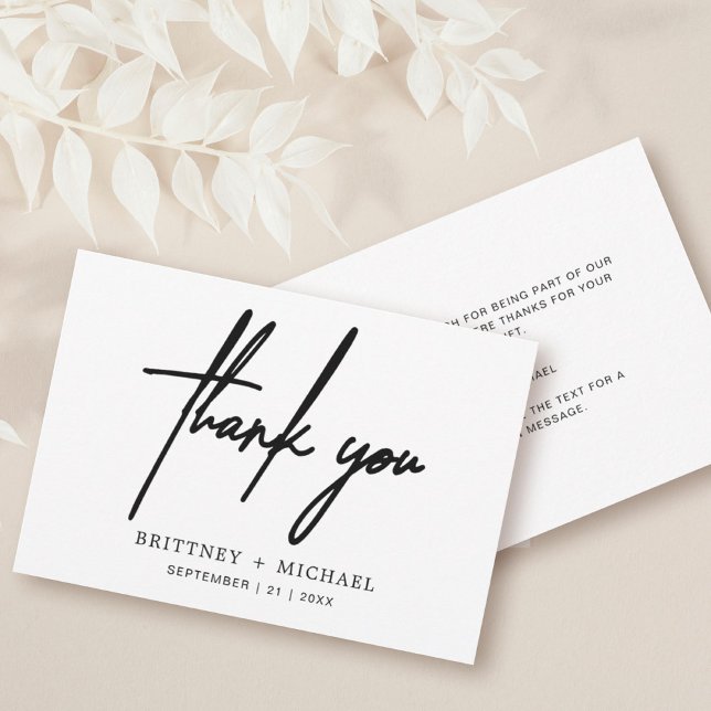 Simple Minimal Modern Script Wedding Thank You Card (Creator Uploaded)