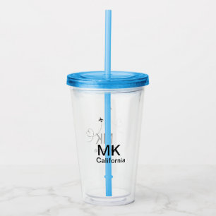 Simple minimal monogram add text travel plane phot acrylic tumbler