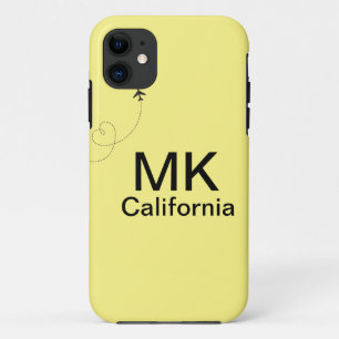 Simple minimal monogram add text travel plane phot Case-Mate iPhone case