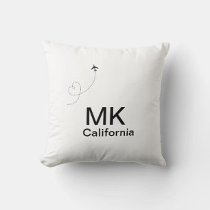 Simple minimal monogram add text travel plane phot cushion
