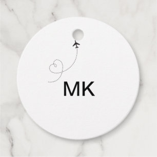 Simple minimal monogram add text travel plane phot favour tags