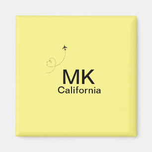 Simple minimal monogram add text travel plane phot magnet