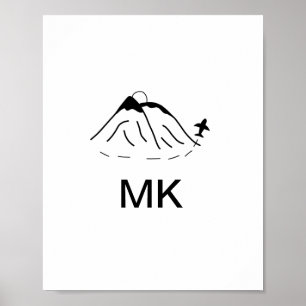 Simple minimal monogram add text travel plane phot poster
