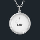 Simple minimal monogram add text travel plane phot silver plated necklace<br><div class="desc">Design</div>