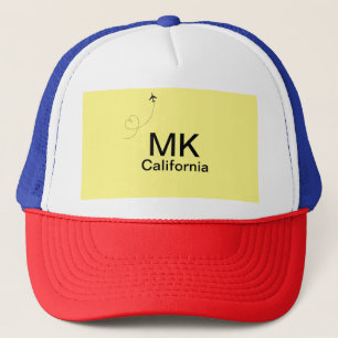 Simple minimal monogram add text travel plane phot trucker hat
