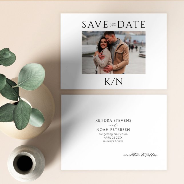 Simple minimal monogram couple photo wedding save the date (Creator Uploaded)