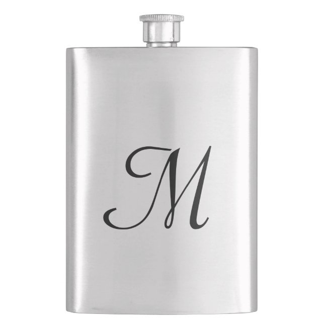 simple minimal monogram logo elegant personalised hip flask (Front)