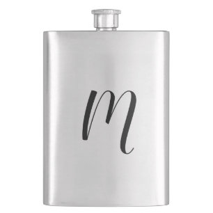 simple minimal monogram logo elegant personalised hip flask