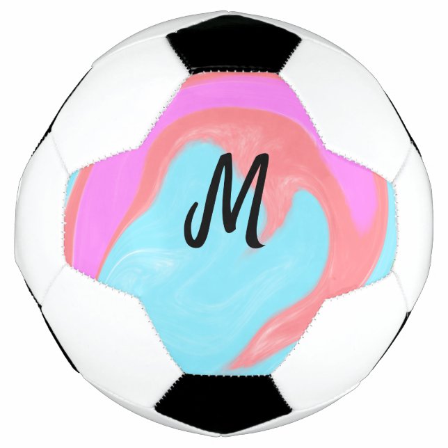 simple minimal monogram logo personalised baking   soccer ball (Front)