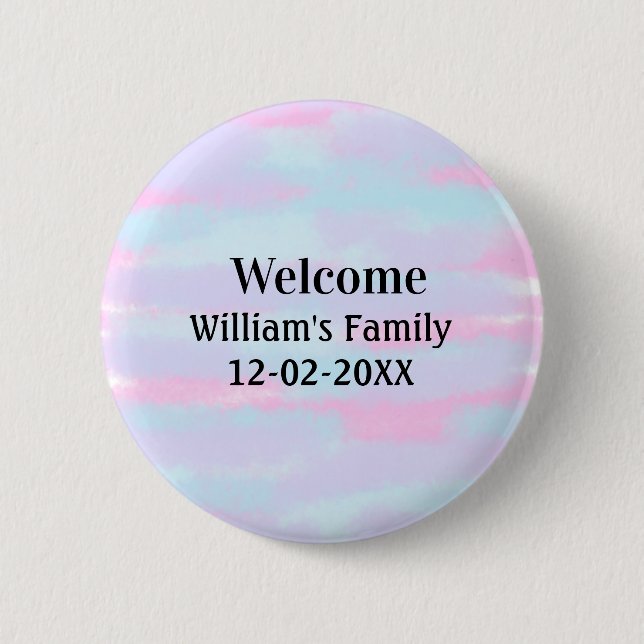 simple minimal monogram logo personalised welcome 6 cm round badge (Front)