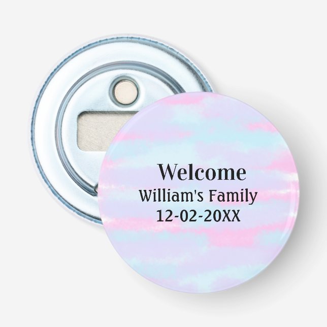 simple minimal monogram logo personalised welcome bottle opener (Front)