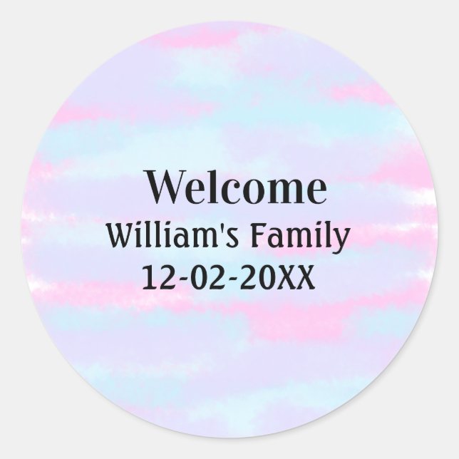 simple minimal monogram logo personalised welcome classic round sticker (Front)