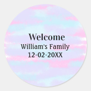 simple minimal monogram logo personalised welcome classic round sticker